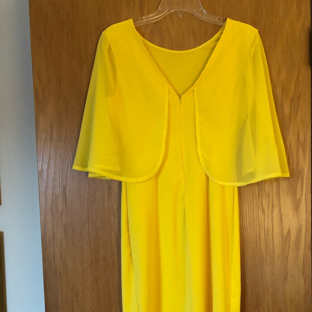 Yellow Cape Sleeve Dress